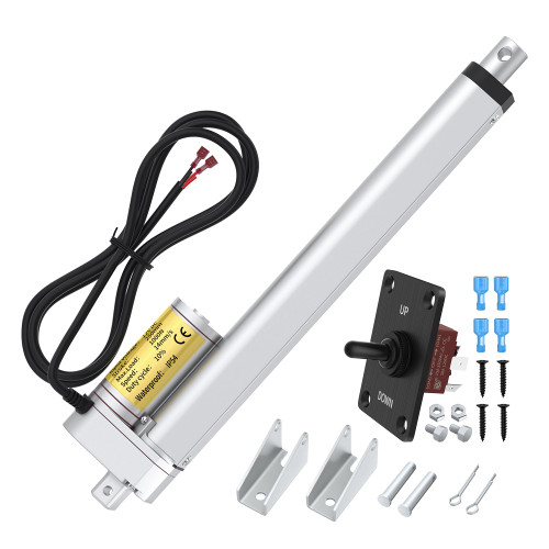 RVMARINEPAT Actuator 12V, High Speed Electric Actuator 14 mm/s Waterproof Linear Actuator 12V 10 Inch Stroke 1000N/220lbs for Recliner TV Lift with Switch