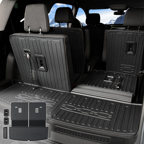 JOULARISE Cargo Mat with Backrest Mats for 2017-2023 GMC Acadia 6/7 Seats Accessories, All-Weather TPE Trunk Mat Cargo Liner Protector SL/SLE/SLT/AT4/DENALI