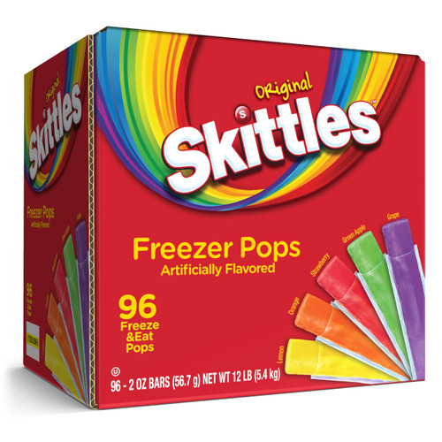 Skittles Fat Free Freezer Bars, Assorted Flavors, 2 Oz Bars, 96 Ice Bars