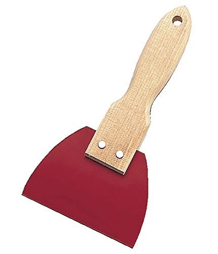 Shimotori Seisakusho 426 Wooden Handle Triangular Rubber Spatula, Red, Small, Made in Japan