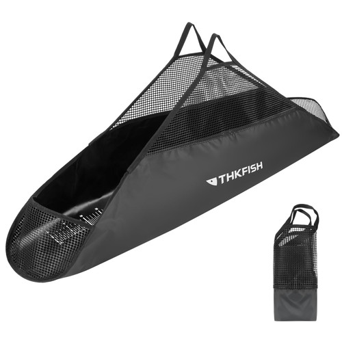 THKFISH Folding Weigh Sling Fish Bag - 47x10.5in Heavy Duty Transport Bag with Fish Ruler for Tournament Use
