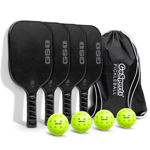 GoSports GS1 Pickleball Paddles Set of 4 with 4 Pickleballs - USAPA Approved Fiberglass Pickleball Paddles GoSports GS1 Pickleball Paddles Set of 4 with 4 Pickleballs - USAPA Approved Fiberglass Pickleball Paddles