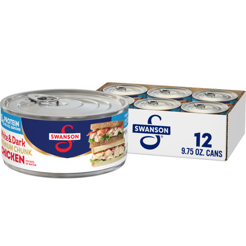 Swanson White and Dark Premium Chunk Canned Chicken Breast in Water, 9.75 OZ Can (Case of 12)
