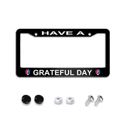 EFAWIPA Have A Grateful Day License Plate Frame, Car Accessories Stainless Steel Car Plate Covers with Free Screws Fasteners Caps 6.3 X 12.2 in
