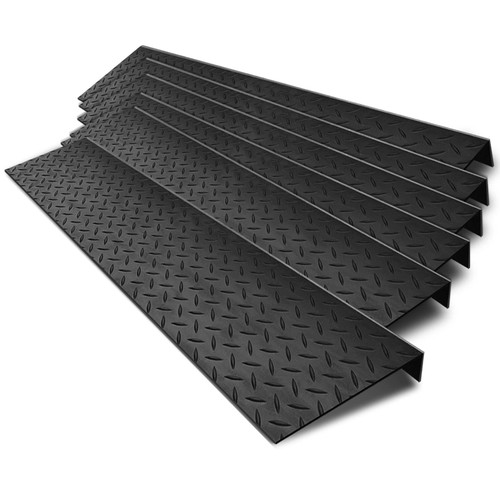 Spurtar Rubber Stair Treads 35" x 9.85", 6 Pack Outdoor Stair Treads, Black
