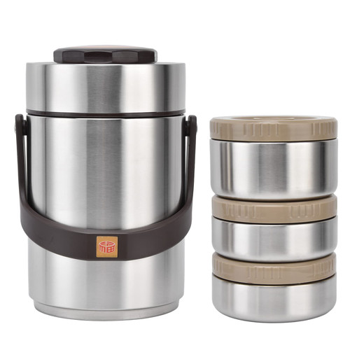 Milltrip Food Jar, 2000ml Insulated Food Container Thermo Lunch Containers, 3 Tier Sealed Stackable Food Thermo Hot Food Jar, Stainless Steel Leakproof Wide Mouth Thermal Lunch Boxes (Silver)