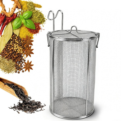 Seasoning Filter, Stainless Steel Large Capacity Seasoning Strainer Tea Strainer, Adjustable Telescopic Handle Soup Seasonings Seperation Basket for Cooking