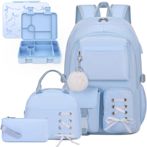 Scothen Backpack for Girls with Bento Lunch Box Set, School Bag Bookbag for Teens Girls Kids Student, 43oz Lunch Containers Lunchbox, Insulated Lunch Bag & Pencial Case, Back to School Gifts