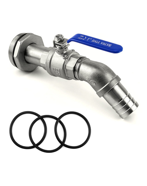 QWORK Drum Faucet for 55 Gallon Steel/Plastic Drum, 2" Stainless Steel Barrel Faucet with 1-1/4" Outlet and EPDM Gasket, No Leaking, for Water, Diesel, Gasoline,Other Liquids