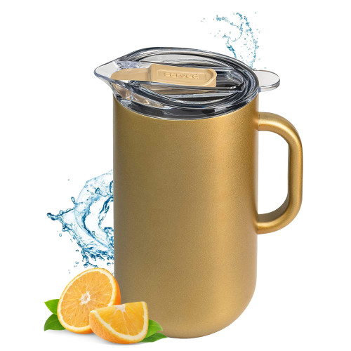 Served Premium Insulated Pitcher (2L/66oz) - Double Walled, Copper Lined Stainless Steel Pitcher with Lid - Vacuum Insulated Carafe for Hot Coffee, Tea, Iced Drinks, Water, Cocktails, and More