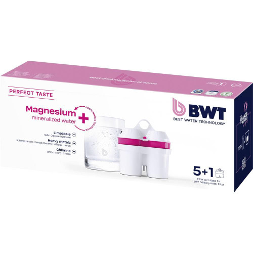 BWT Magnesium Mineralized Water Filter, 6-Pack - Long Life Mg2+ Cartridge for Water Filters, 6x120L Capacity, Maximum Protection for Espresso Machines