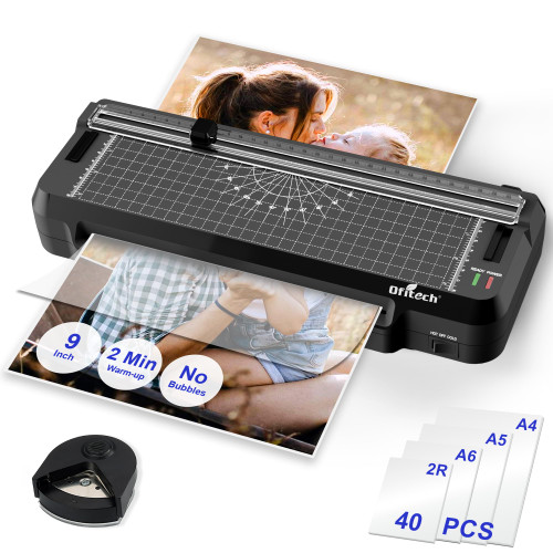 9 inch Laminator Machine with 40 Laminating Sheets, 4-in-1 Thermal Laminator with Paper Trimmer & Corner Rounder, 2-Min Fast Warm Up, Hot & Cold Laminating Machine 8.5 x 11 for Office School Home