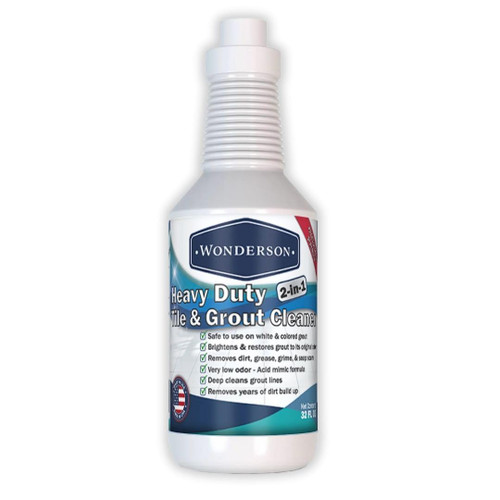 Wonderson Professional Strength 2-in-1 Heavy Duty Tile & Grout Cleaner with Acid Mimic Formula for White & Colored Grout with Ceramic or Porcelain Tiles - 32oz
