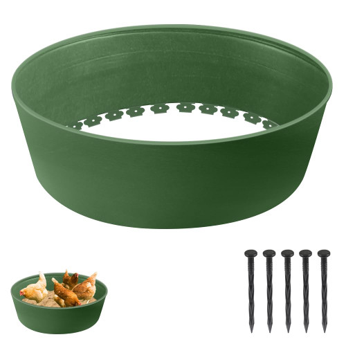 Kalekey Chicken Dust Bath Tub, Adjustable 25'' Chicken Dust Bath Contain Bottomless Design, Dust Bath for Chickens, Ducks, Turkeys, Quails for Farms, Chicken Coops (Green)