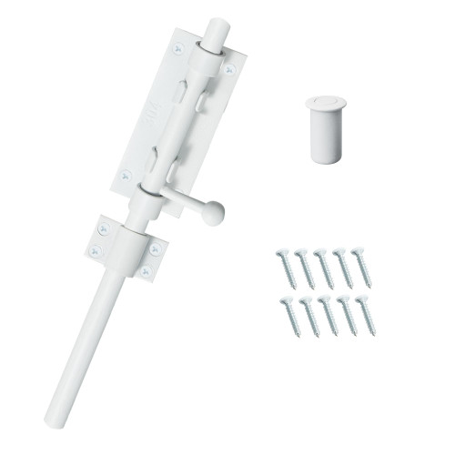 Barrel Bolt Latch 9.6 Inch White Heavy Duty 304 Stainless Steel Slide Bolt Gate Latch Hardware for Outdoor Fence Wooden Gates Barn Door Inside Door