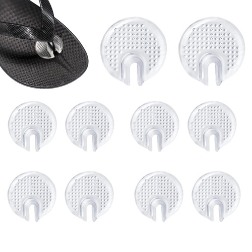 5Pairs Non-Slip Clear Silicone Thong Sandal Toe Protectors with Grain Surface Toe Cushions Gel Toe Separators Toe Guards Cushions Sandal Flip-Flop Toe Protectors