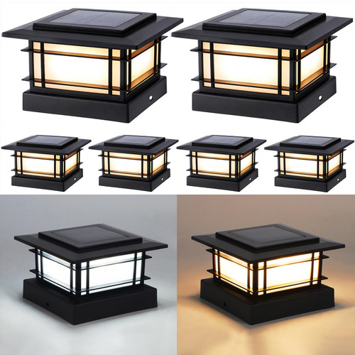 Dynaming 4x4 Solar Post Cap Lights Outdoor with 2 Color Modes, 6 Pack Upgrade Fence Post Solar Lights Black Shell for 4x4 Vinyl/Wooden Posts, Brightness LED Lighting Decor for Garden Deck Patio