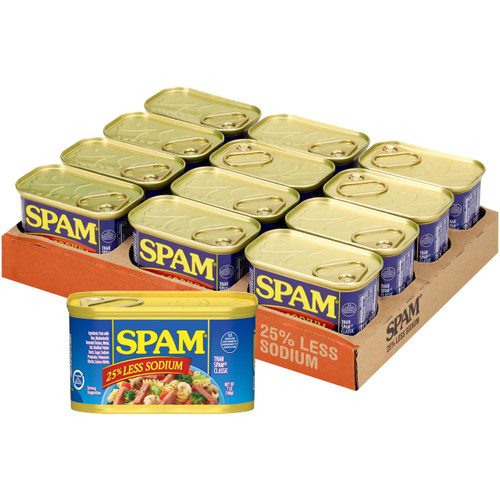 SPAM 25% Less Sodium,12-Pack, 7oz Cans