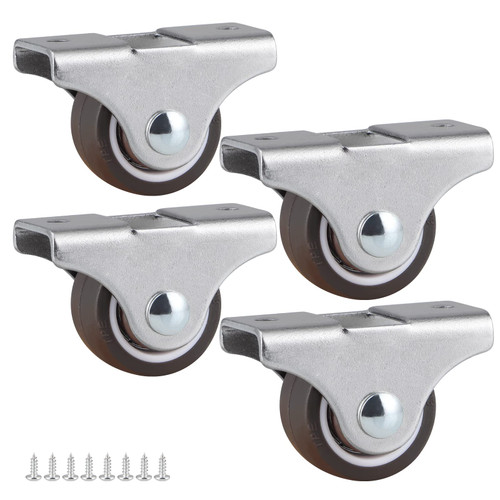 Skelang 4-Pack Rigid Caster 1", Low Profile Caster Wheel, Top Plate Fixed Casters for Trundle Bed, Cabinet, Drawer, Total Load Capacity 106 Lbs