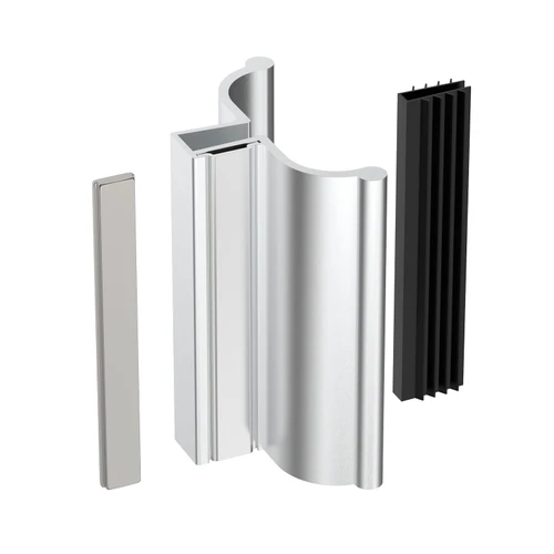 3" Chrome Frameless Shower Door Handle with Metal Strike and 3" Shower Door Magnet for 1/8" 5/32" 3/16" and 1/4" Thick Swing Glass Door, Shower Door Handle, Shower Doors Replacement Parts