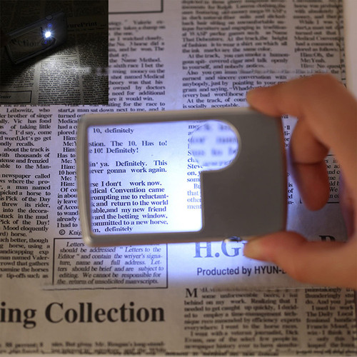 Pocket Magnifying Glass 3X & 6X LED Lighted Magnifier Slide Out Magnifying Glass Handheld Reading Magnifier Square Magnifiers Loupe for Jewelry Stamps Watches Crafts Textile (Silver)
