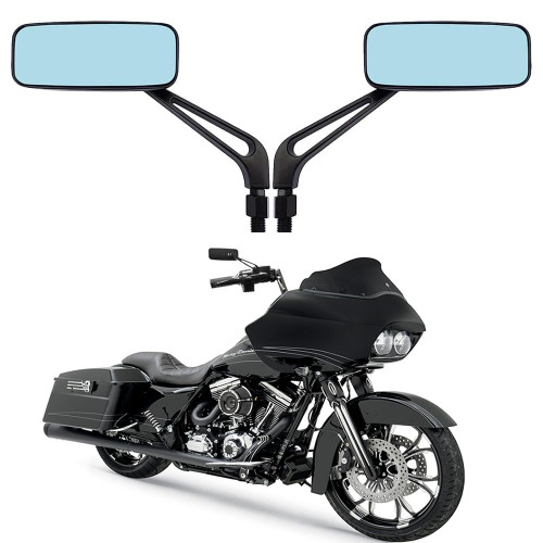 DREAMIZER 8mm/10mm Black Motorcycle Universal Rectangle Rear View Side Mirrors Compatible with Harley Street Bike Scooter Chopper Cruiser Sportster Dyna Softail Dirt Bike