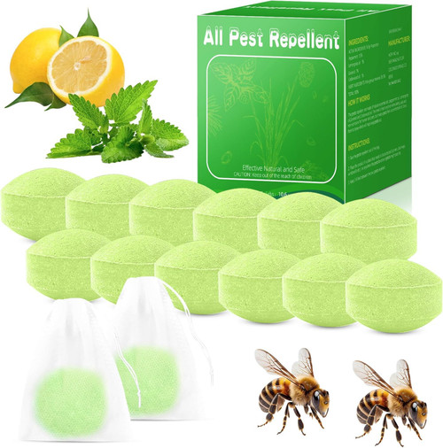 12 Pack Natural Bee & Wasp Repellent Outdoor, Peppermint Oil Carpenter Bee Deterrent, Effective for Yellow Jackets, Hornets, Mud Wasps, Safe Indoor Outdoor Patio Garden Porch