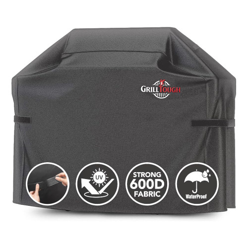 GrillTough Heavy Duty BBQ Grill Cover for Outdoor Grill, 60 Inch – Waterproof, Weather Resistant, UV & Fade Resistant with Adjustable Straps – Gas Grill Cover for Weber, Charbroil, etc. Charcoal