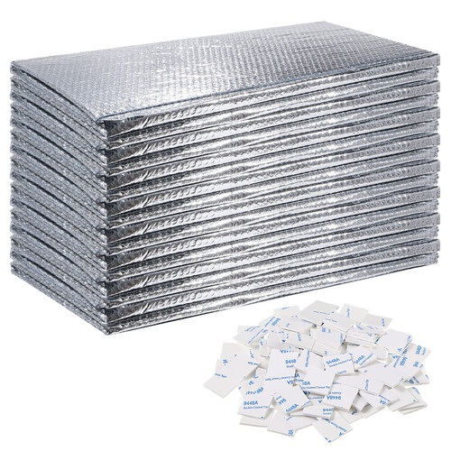 Gerrii 16 Pcs 16 P Garage Door Insulation Kit Double Bubble Insulation Panels Reflective Aluminum Radiant Thermal Winter Summer Barrier Sheets 100 Tape for Attic Garage Wall (20.5 x 54 Inch)