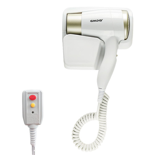 Wall Mounted Hair Dryer for Bathroom - 110V Professional Blow Dryer with Fast Drying Salon Motor, Heavy Duty Wall Mount Hairdryer with Stand Rack, Includes Screws+Adhesive
