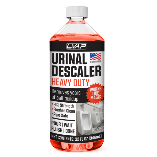 LVAP Heavy Duty Urinal Descaler – Urinal Salt Remover – Commercial Grade Urinal Cleaner & Drain Odor Eliminator. Removes Calcium, Rust and Scale Build Up. Safe for Plumbing – 32 fl oz
