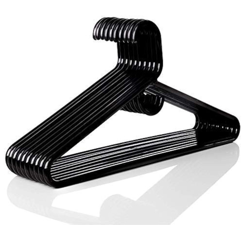 Plastic Hangers HD Heavy Duty, 40 Pcs. Black Color, Made in USA, 3/8” Thickness, Durable, Tubular, Lightweight, for Clothes, Coat, Pants, Shirts, Dress and More, TINEFF,