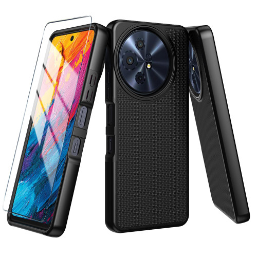 Mocotto for TCL 60 XE NXTPAPER 5G/TCL 50 XL 5G Case with Tempered Glass Screen Protector,Dual Layer Heavy Duty Shockproof Protection (Black)