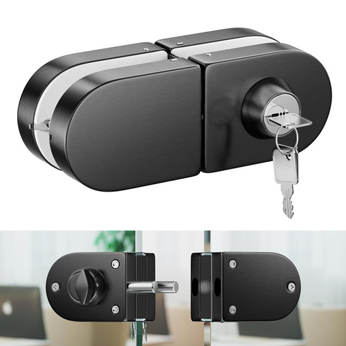 Ranbo Double-Sided Glass Door Lock, 304 Stainless Steel, Brushed Black