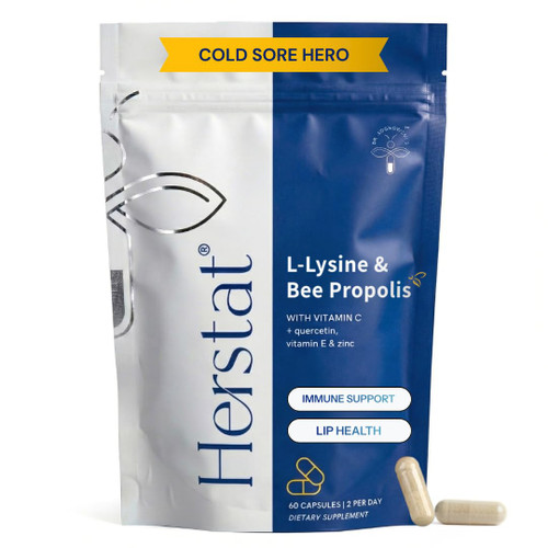 Herstat L-Lysine & Propolis | Advanced Lip Health & Immune Support | High Strength Formula with Quercetin, Vitamin C, Vitamin E & Zinc