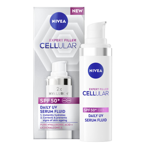 NIVEA Cellular Expert Filler Daily Serum Fluid 30 ml – Anti-Age Hyaluronic Face Serum for Smoother, Radiant Skin, Lightweight Hydration & Visible Wrinkle Reduction