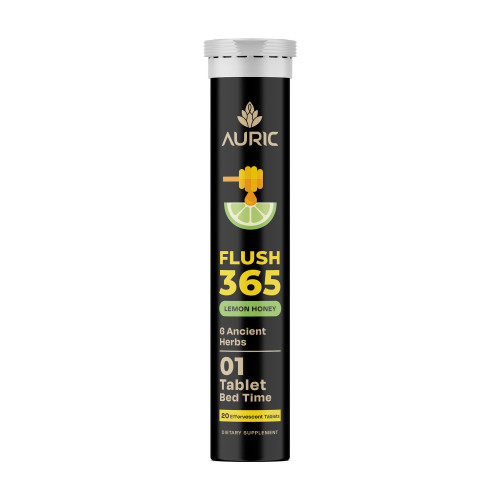 Auric Flush 365 Effervescent Tablets | Herbal Wellness Support Formula | Plant-Based | Honey Lemon Flavor | 20 Tablets