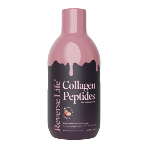 Reverse Life - Strawberry Delight Collagen Supplement 500ml – Skin, Hair & Nails Support for Women & Men with Bovine Collagen, Biotin, Vitamin D3, Folic Acid & Hyaluronic Acid