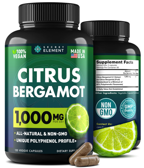 Citrus Bergamot Extract 1000mg for Women and Men – Polyphenol-Rich Bergamot Capsules for Daily Wellness, Antioxidant Support & Healthy Lifestyle, Non-GMO, Gluten Free, 120 Vegan Bergamot Capsules