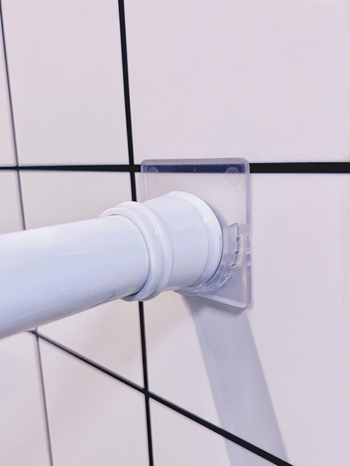 LADYMOON Adhesive Shower Curtain Rod Holder No Drilling,Set of 4,No Slippage Wall Mount Retainer of Shower Rods for Bathroom(Shower Curtain Rod Not Included) Transparent