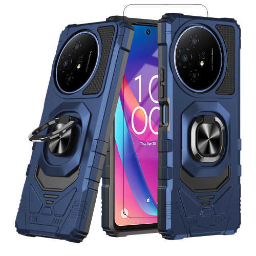 WODAF for TCL 60 XE NXTPAPER 5G/ TCL 50 XL 5G Case, with Screen Protector Dual Layer Shockproof Protective with Ring Kickstand (Blue)