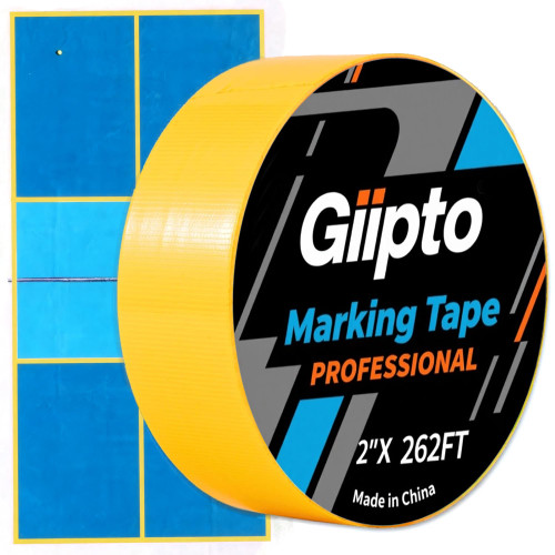 Giipto Pickleball Court Tape - 2" x 262 ft Professional Pickleball Marking Kit Yellow Tape for Temporary Court Lines with No Residue Durable Floor Marking Tape for Gym, Driveway, Backyard