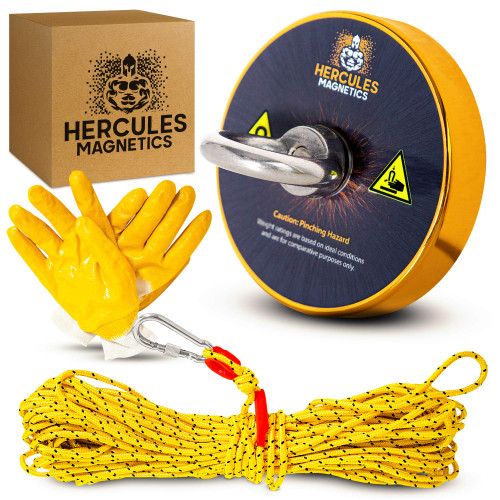 Hercules Magnetics 1000 lb Magnet Fishing Kit with 100ft Rope and Carabiner, Ultra Powerful for Rivers and Lakes, Strong Treasure Hunting Magnet, Great Holiday Gift
