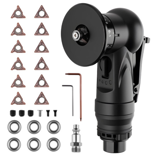 Beaiguna Pneumatic Chamfering Tool, Chamfer Tool with 6 C-Angle & 6 R-Angle Blades, Upgrade Air Chamfer Tool for 45° & Round Corner, Chamfering Tool for Metal and Wood