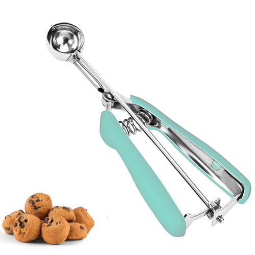 Cookie Scoop, Extra Small Cookie Scoop for Baking, 1 tsp / 5 ml Cookie Scooper, 18/8 Stainless Steel Cookie Scooper for Baking, Cookie Dough Scoop with Non-slip Grip (Mint)