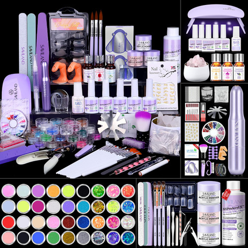 SAVILAND Acrylic Nail Kit with Drill: Professional Nails Kit Acrylic Set with Everything Acrylic Traning Mat Acrylic Liquid Gel Nail Polish Kit U V light for Salon 3D Nail Art Christmas Gift Set SAVILAND Acrylic Nail Kit with Drill: Professional Nails Kit Acrylic Set with Everything Acrylic Traning Mat Acrylic Liquid Gel Nail Polish Kit U V light for Salon 3D Nail Art Christmas Gift Set