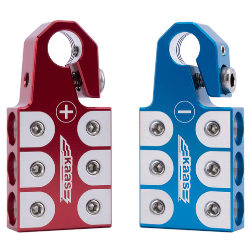 Kaas 6-Way Lead Acid Battery Terminal Connector, Colored Anode (Red/Blue) Set, for SAE/DIN/EN Tapered Top Post, Compatible with 8AWG to 4/0 AWG