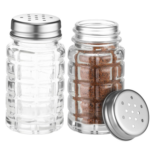 Yiyiring 1 Set Retro Salt and Pepper Shakers Set Small Vintage Clear Glass Salt and Pepper Shakers with Stainless Lids for Home Restaurants Kitchens (3.03 x 1.61 Inch,Bubbled Style)