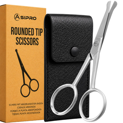 ASIPRO Nose Hair Scissors for Men & Women with Pouch Rounded Tip Scissor Blunt Nose Scissors Round Tip Scissor for Grooming Men Small Scissor for Nose Hair