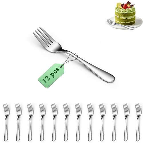 Dessert Forks Set of 12, Berglander Stainless Steel 5.5“ Cake Fork for Cocktail, Dessert, Cake, Tea, Fruit, Cheese, Appetizer Small Forks for Party, Hotel, Restaurant, Cafes Dishwasher Safe